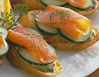 Salmon Crostini with Wasabi Mustard-Dill Sauce