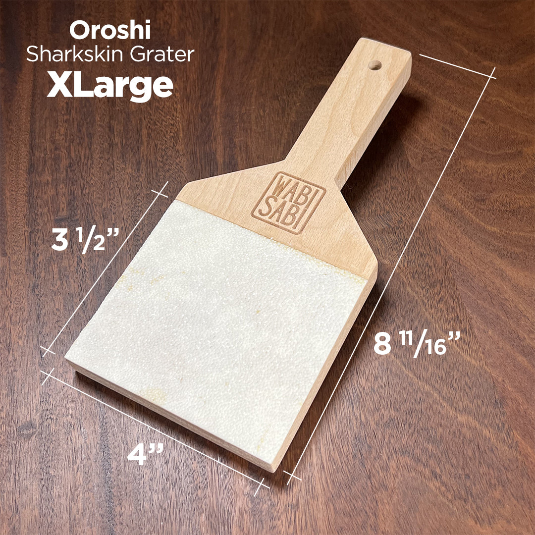 Extra Large oroshi shark skin rhizome grater with measurements