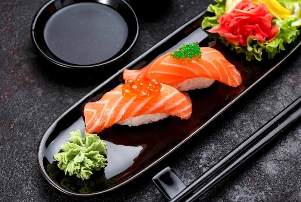 salmon sushi wasabi