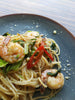 Soba Noodles with Sautéed Shrimp and Creamy Tahini Wasabi Dressing