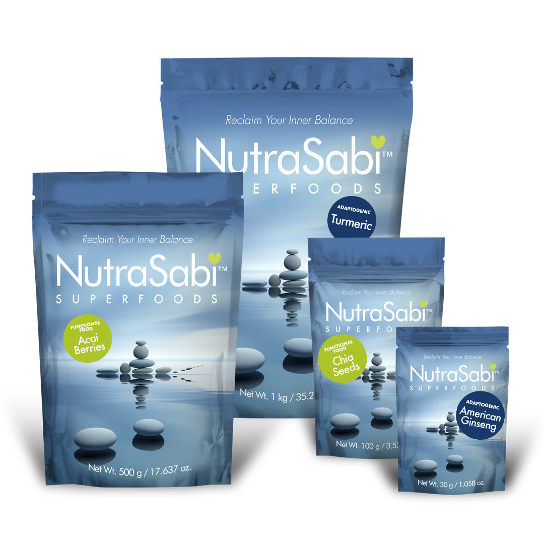 NutraSabi bulk powder in various size bags