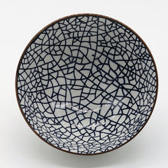 Blue and white japanese bowl with crackle pattern