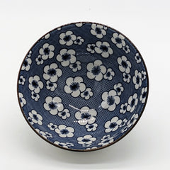 Blue and white japanese bowl with floral pattern