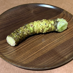 1/4 lb of fresh wasabi rhizomes on wood plate