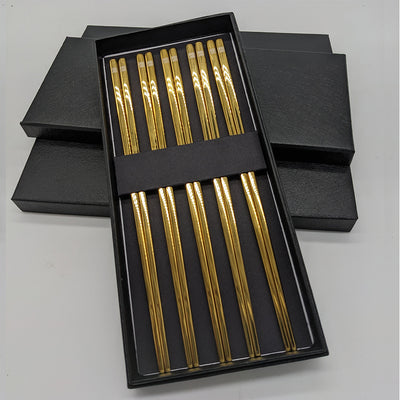 Japanese Style | Stainless Steel Chopsticks | Gift Set of Five Pair