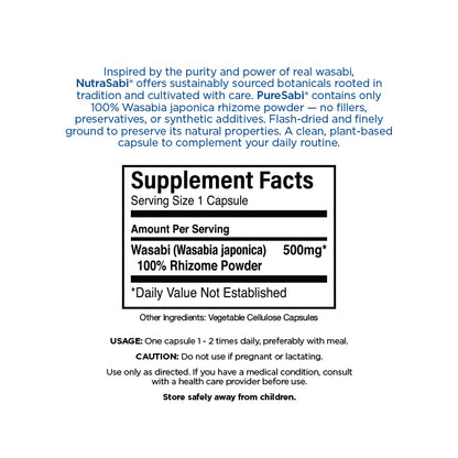 PureSabi™ -  Nutraceutical Grade Wasabi Rhizome Powder in Vegan Capsules