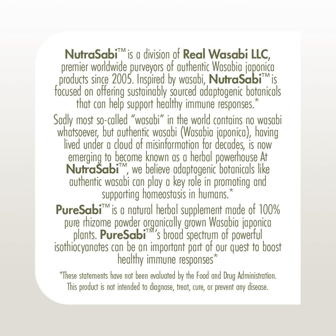 PureSabi™ - Nutraceutical Grade Wasabi Rhizome Powder in Vegan Capsules