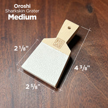 Medium size oroshi shark skin rhizome grater with measurements