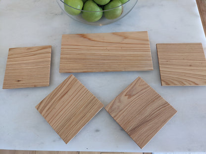Hinoki cypress square plates and long tray